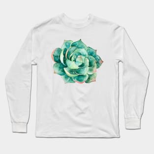 Watercolor hand painted botanical Succulent sticker Long Sleeve T-Shirt